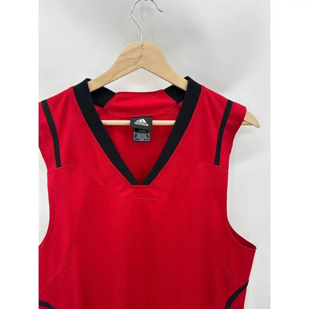 Adidas Red V-Neck Sleeveless Activewear Jersey Tank‎ Top Men's Size Small S